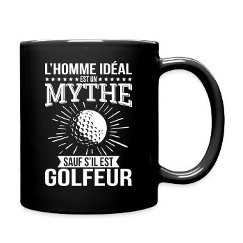 The ideal man is a myth unless he is a golfer - Full Colour Mug - black - Right