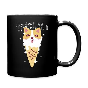 Kawaii Corgi Cream - Full Colour Mug - black - Right
