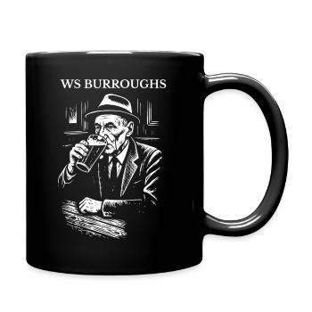 American writer WS Burroughs drinking beer in pub - Full Colour Mug - black - Right