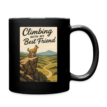 Escalade avec mon meilleur ami - Vintage Dog Print - Mug uni - noir - Droite