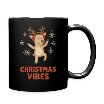 Rentier Glitzer Winter Vibrationen - Tasse einfarbig - Schwarz - Rechts