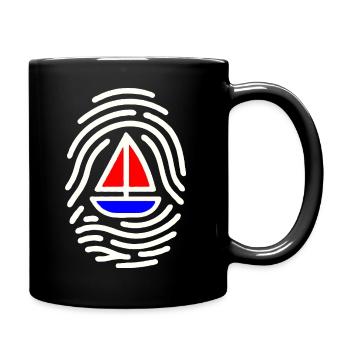 Fingerabdruck Segelboot Design - Tasse einfarbig - Schwarz - Rechts