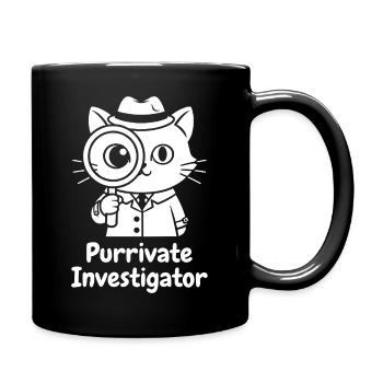 Purrivate Ermittler Katzchen - Tasse einfarbig - Schwarz - Rechts