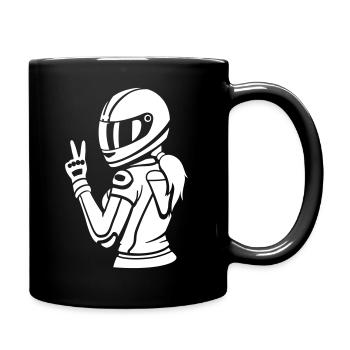Biker Girl + optionnellement votre texte (couleur changeable) - Mug uni - noir - Droite
