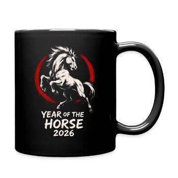 Jahr des Pferdes 2026 Chinesisches Neujahr - Tasse einfarbig - Schwarz - Rechts