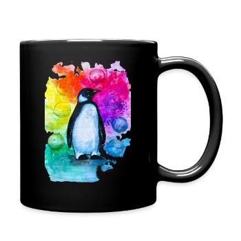 Colorful Penguin Watercolor - Full Colour Mug - black - Right
