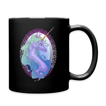 Elegante Einhorn-Spiegel-Kunst Einhorn-Mädchen - Tasse einfarbig - Schwarz - Rechts