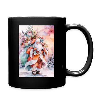 Noël Aquarelle: Santa et Paquets - Mug uni - noir - Droite