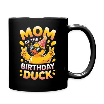 Mom of the Birthday Duck - Full Colour Mug - black - Right