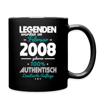 18. Geburtstag - Legenden wurden im Februar 2008 - Tasse einfarbig - Schwarz - Rechts
