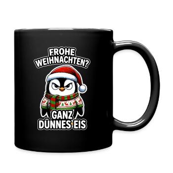 Frohe Weihnachten Ganz Dünnes Eis Pinguin - Full Colour Mug - black - Right