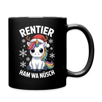 Unicorn Reindeer Ham wa nüsch Ugly Christmas - Full Colour Mug - black - Right