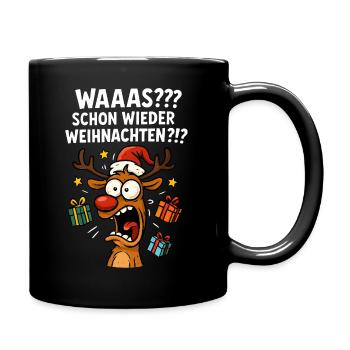 Renne Noël drôle drôle fou fou agacé - Mug uni - noir - Droite