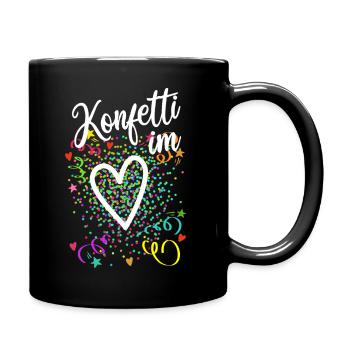 Konfetti im Herzen - Karneval im Blut - Tasse einfarbig - Schwarz - Rechts