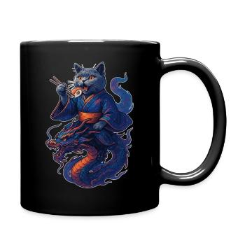 Sushi Britisch Kurzhaar Katze blau Drache Geschenk - Tasse einfarbig - Schwarz - Rechts
