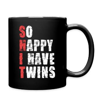 Zwillinge Jubel Shirt Spruch - Tasse einfarbig - Schwarz - Rechts