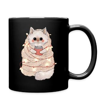 Warm holiday cat design for cat lovers - Tasse einfarbig - Schwarz - Rechts