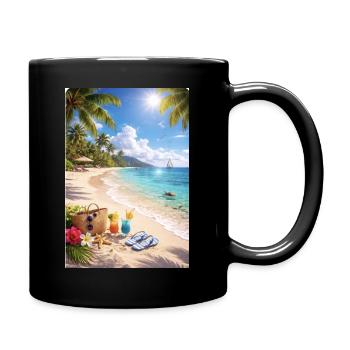 Paradis des palmiers de rêve de plage tropicale - Mug uni - noir - Droite