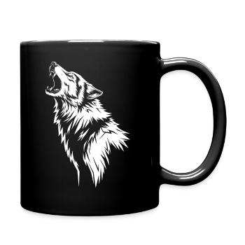 Loup Hurlant en Silhouette - Mug uni - noir - Droite