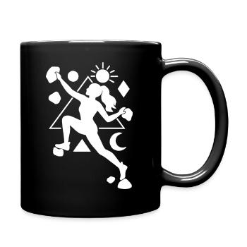 Bouldern Damen Frau Geometrisch Tag und Nacht - Tasse einfarbig - Schwarz - Rechts
