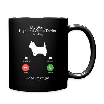Westie appelle le drôle de West Highland Terrier - Mug uni - noir - Droite