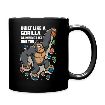 Bouldern lustig – Gorilla Cartoon Kletter Shirt - Tasse einfarbig - Schwarz - Rechts