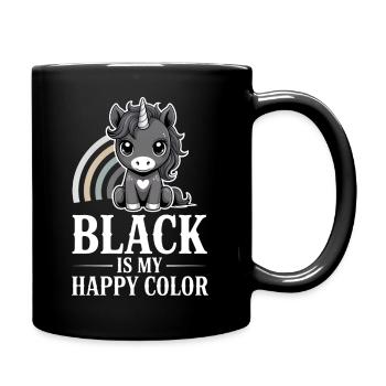 Schwarz ist mein fröhliches Farbeinhorn - Tasse einfarbig - Schwarz - Rechts
