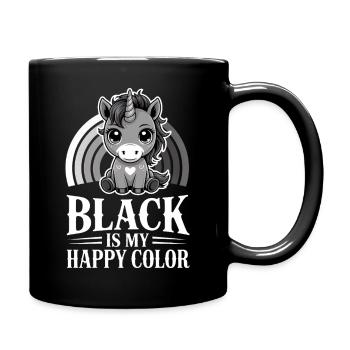 Einhorn-Regenbogen: Schwarz ist meine fröhliche Farbe - Tasse einfarbig - Schwarz - Rechts