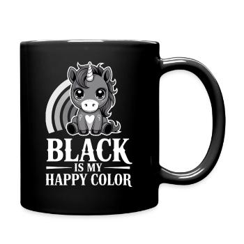 Schwarz ist mein fröhliches Farbeinhorn - Tasse einfarbig - Schwarz - Rechts