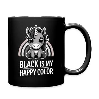 Grauer Einhorn-Regenbogen: Schwarz ist meine fröhliche Farbe - Tasse einfarbig - Schwarz - Rechts