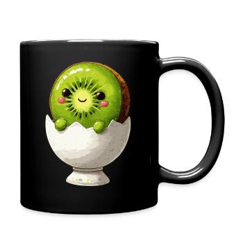 Kiwifrucht im Eierschale-Lächeln - Tasse einfarbig - Schwarz - Rechts