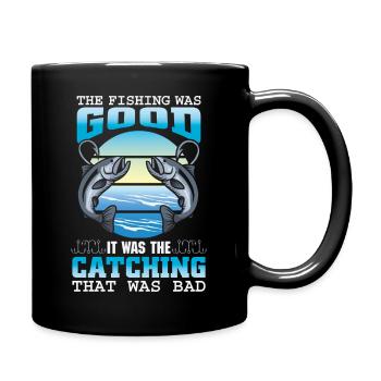 Angler Fisherman Petri Disciple Saying Fishing Funny - Full Colour Mug - black - Right