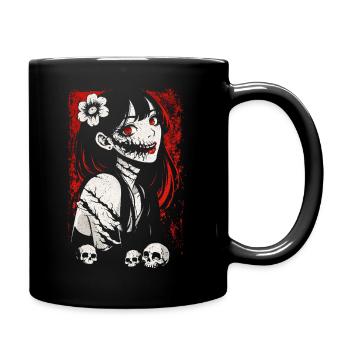 Fille gothique inquiétante d’anime d’horreur japonaise - Mug uni - noir - Droite