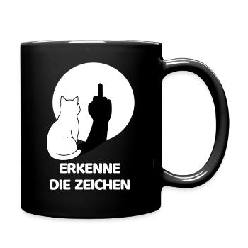 Recognize the Signs Cat Middle Finger Shadow - Full Colour Mug - black - Right