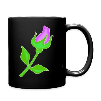 Rose in einem violettem Farbton - Tasse einfarbig - Schwarz - Rechts