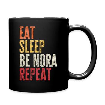 Eat Sleep Be Nora Repeat Retro Name - Full Colour Mug - black - Right