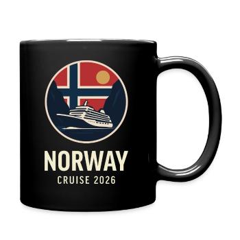 Norwegen Kreuzfahrt 2026 – Retro Badge - Tasse einfarbig - Schwarz - Rechts
