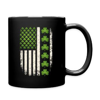 Irish Shamrock American Flag - Full Colour Mug - black - Right