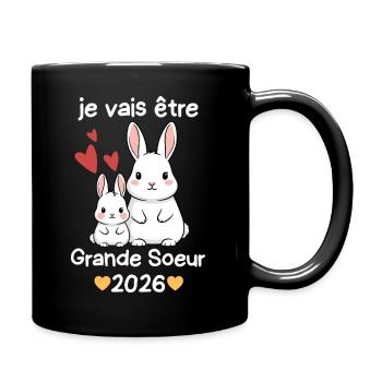 Zukünftige große Schwester 2026 Ich werde eine große Schwester sein - Tasse einfarbig - Schwarz - Rechts