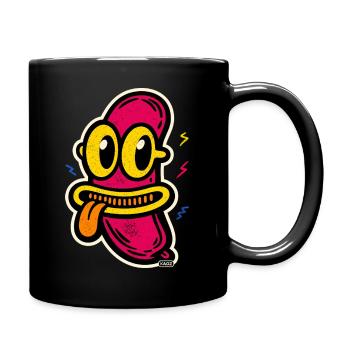 Colorful comic face with big tongue - Full Colour Mug - black - Right