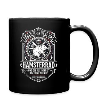 Hamster Wheel Everyday Life Humor Funny Saying - Full Colour Mug - black - Right