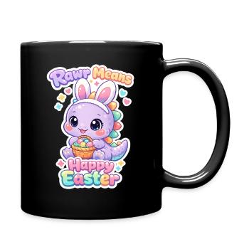 Easter Bunny Dino Rawr Happy Easter T-rex - Full Colour Mug - black - Right