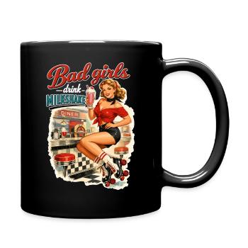 Pin-Up Bad Girls Drink Milkshakes: 50s Diner Style - Full Colour Mug - black - Right