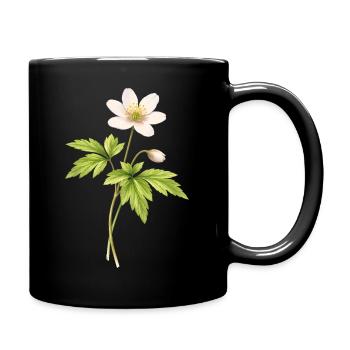 Wood anemone spring flower illustration - Full Colour Mug - black - Right