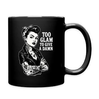 Rockabella Pin-Up: Outlaw Tattoo Girl & Lederjacke - Tasse einfarbig - Schwarz - Rechts