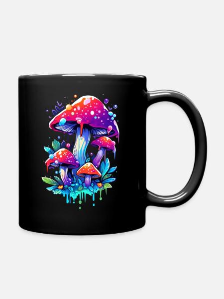 mushroom - Full Colour Mug - black