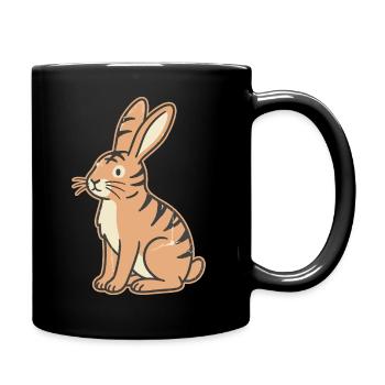 Pastell-Tabby-Kaninchen-Streifen Tabby - Tasse einfarbig - Schwarz - Rechts