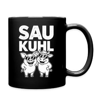 Saukühl Schweine Duo - Tasse einfarbig - Schwarz - Rechts