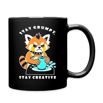 Bleib kreativ Pottery Panda - Tasse einfarbig - Schwarz - Rechts