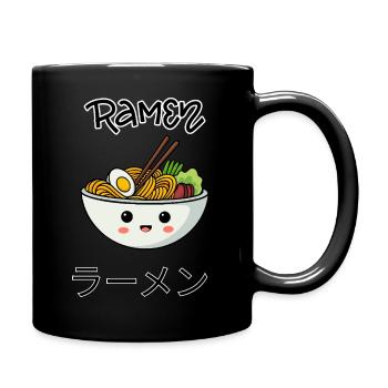 Kawaii Ramen Bowl Illustration - Tasse einfarbig - Schwarz - Rechts